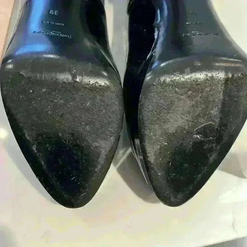 YSL black patent leather platform pumps size 39